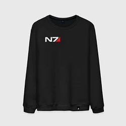 Свитшот хлопковый мужской Логотип N7, цвет: черный