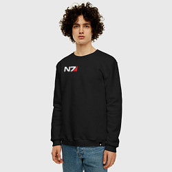 Свитшот хлопковый мужской Логотип N7, цвет: черный — фото 2