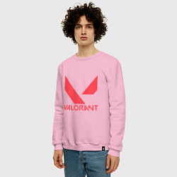 Свитшот хлопковый мужской Valorant - logo, цвет: светло-розовый — фото 2
