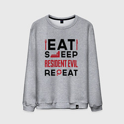 Свитшот хлопковый мужской Надпись: eat sleep Resident Evil repeat, цвет: меланж