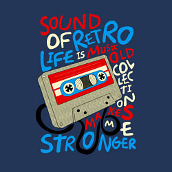 Свитшот хлопковый мужской Касссета ретро звук, цвет: тёмно-синий — фото 2