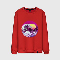 Свитшот хлопковый мужской Ретровейв волна, цвет: красный