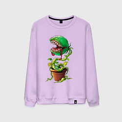 Свитшот хлопковый мужской Плотоядный цветок из игры Марио, цвет: лаванда