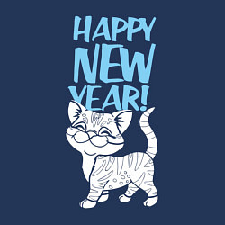 Свитшот хлопковый мужской Happy new year - kitten, цвет: тёмно-синий — фото 2