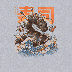 Свитшот хлопковый мужской Суши дракон Канагавы, цвет: меланж — фото 2