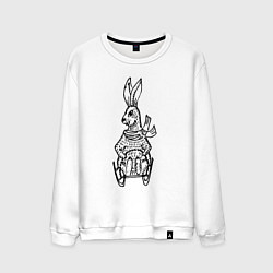 Свитшот хлопковый мужской Кролик на санках, цвет: белый