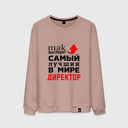 Свитшот хлопковый мужской Самый лучший в мире директор, цвет: пыльно-розовый