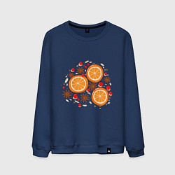 Свитшот хлопковый мужской Дольки апельсинов, цвет: тёмно-синий