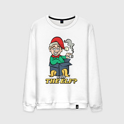 Свитшот хлопковый мужской What the elf, цвет: белый