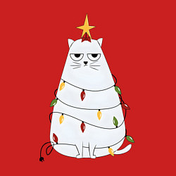 Свитшот хлопковый мужской Кот-ёлка, цвет: красный — фото 2