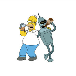 Свитшот хлопковый мужской Drunk Homer and Bender, цвет: белый — фото 2
