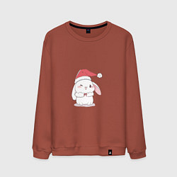 Свитшот хлопковый мужской Милый новогодний зайчик, цвет: кирпичный