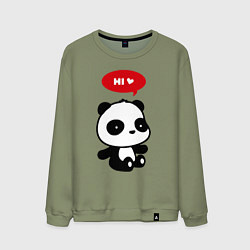 Свитшот хлопковый мужской Милый маленький пандёныш, цвет: авокадо