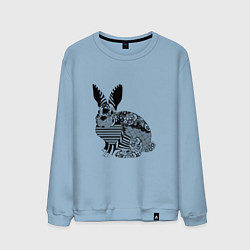 Свитшот хлопковый мужской Rabbit in patterns, цвет: мягкое небо