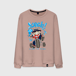 Свитшот хлопковый мужской Мальчик на трёхколёсном велосипеде, цвет: пыльно-розовый
