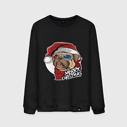 Свитшот хлопковый мужской Christmas mops, цвет: черный