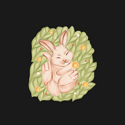 Свитшот хлопковый мужской Спящий кролик на вязанном пледе, цвет: черный — фото 2