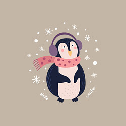 Свитшот хлопковый мужской Забавный пингвин, цвет: миндальный — фото 2