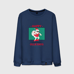 Свитшот хлопковый мужской Happy ollie days and happy new tricks, цвет: тёмно-синий
