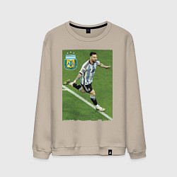 Свитшот хлопковый мужской Argentina - Lionel Messi - world champion, цвет: миндальный