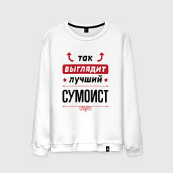 Свитшот хлопковый мужской Так выглядит лучший сумоист стрелочки наверх, цвет: белый