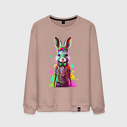 Свитшот хлопковый мужской Яркий кролик, цвет: пыльно-розовый