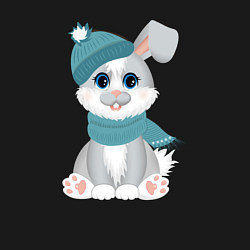 Свитшот хлопковый мужской Зайчик в шапке, цвет: черный — фото 2