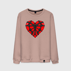 Свитшот хлопковый мужской Связанное сердце бдсм, цвет: пыльно-розовый
