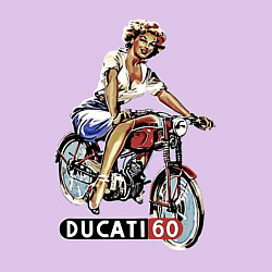 Свитшот хлопковый мужской Красивая девушка на мотоцикле Ducati - retro, цвет: лаванда — фото 2