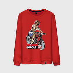 Свитшот хлопковый мужской Красивая девушка на мотоцикле Ducati - retro, цвет: красный