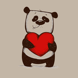 Свитшот хлопковый мужской Мультяшный милый панда с сердцем, цвет: миндальный — фото 2