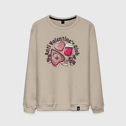 Свитшот хлопковый мужской Anti Valentines club, цвет: миндальный
