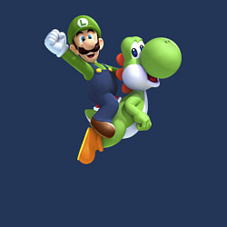 Свитшот хлопковый мужской Луиджи на Йоши, цвет: тёмно-синий — фото 2