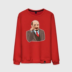 Свитшот хлопковый мужской Ленин смеётся, цвет: красный
