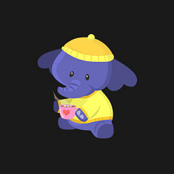 Свитшот хлопковый мужской Слоник с кружкой, цвет: черный — фото 2