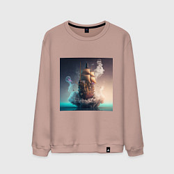 Свитшот хлопковый мужской Путешествие во времени, цвет: пыльно-розовый