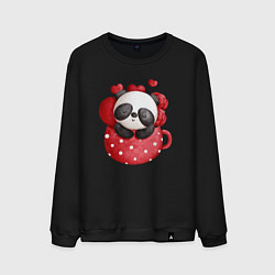 Свитшот хлопковый мужской Панда в чашке, цвет: черный