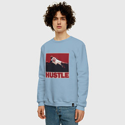 Свитшот хлопковый мужской Rodman hustle, цвет: мягкое небо — фото 2