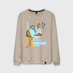 Свитшот хлопковый мужской Минималистский абстрактный рисунок, цвет: миндальный