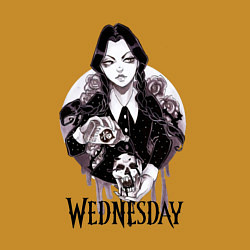 Свитшот хлопковый мужской Уэнсдэй с черепом и розами, цвет: горчичный — фото 2