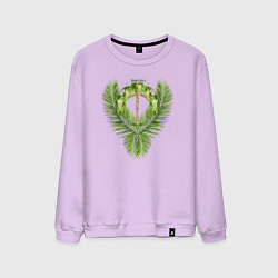Свитшот хлопковый мужской Крест православный грузинский надпись крещеный на, цвет: лаванда