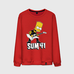 Свитшот хлопковый мужской Sum41 Барт Симпсон рокер, цвет: красный
