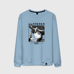 Свитшот хлопковый мужской Странник в квадрате, цвет: мягкое небо