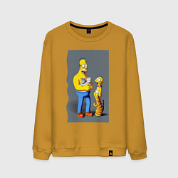 Мужской свитшот Homer Simpson and cats - нейросеть арт