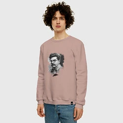 Свитшот хлопковый мужской Сталин в черно-белом исполнении, цвет: пыльно-розовый — фото 2