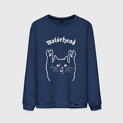 Свитшот хлопковый мужской Motorhead рок кот, цвет: тёмно-синий