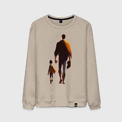 Свитшот хлопковый мужской Отец и его сын, цвет: миндальный