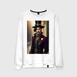 Свитшот хлопковый мужской Johnny Depp steampunk style, цвет: белый