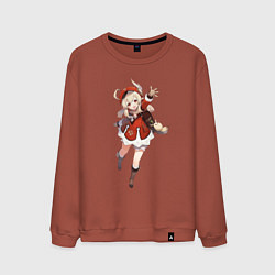 Свитшот хлопковый мужской Кли из Genshin Impact, цвет: кирпичный