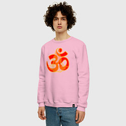 Свитшот хлопковый мужской Символ ОМ с девушкой в позе медитации, цвет: светло-розовый — фото 2